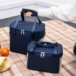 Double Zipper Polyester 22CM Depth Insulated Lunch Cooler Bags
