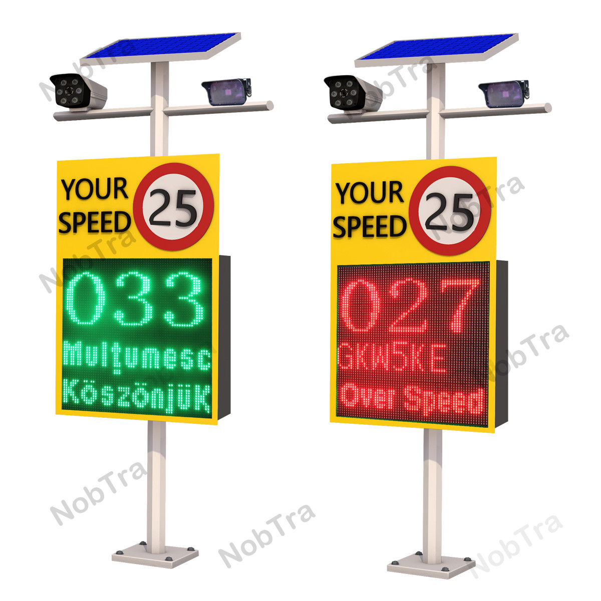 Advanced Road Safety Doppler Radar Speed Display Sign with Pole Mount