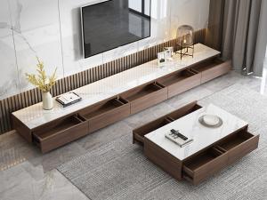 Wholesale Gelaimei Walnut Laminate TV Cabinet Granite Top ISO 18001 ISO 14001 Approved from china suppliers