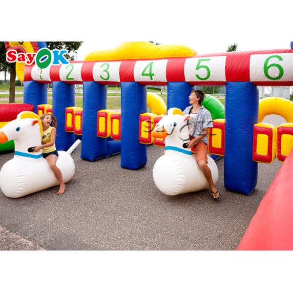 Inflatable Sports Games Pony Hop Derby Horses Race Inflatable Sports Games With 6 Lanes
