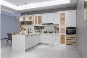 Wholesale All Wood RTA Kitchen Cabinets Elegant White 18mm Chip Board Furniture from china suppliers