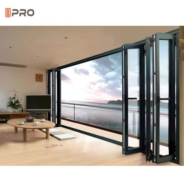Aluminum Glass Sliding Folding Door Patio Exterior Bifold Doors Double Glazing