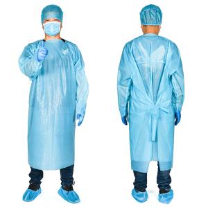 Wholesale Blue CPE Medical Disposable Gowns Aprons Non Sterile With Thumb Hook from china suppliers