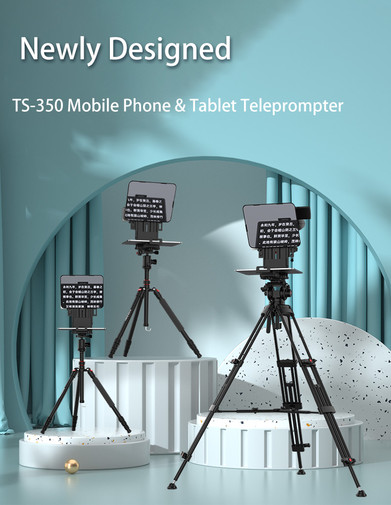 Universal Mobile Phone and Pad Prompting Teleprompter for Live Shooting TS-350Pro