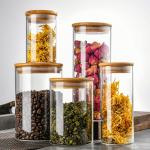 ODM / OEM Customized Sleek Home Round Glass Storage Jar 8oz 26oz Food Storage