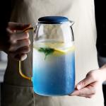 Colored 1550ml Glass Water Pitcher Set With 2 Cups For Iced Water Beverage