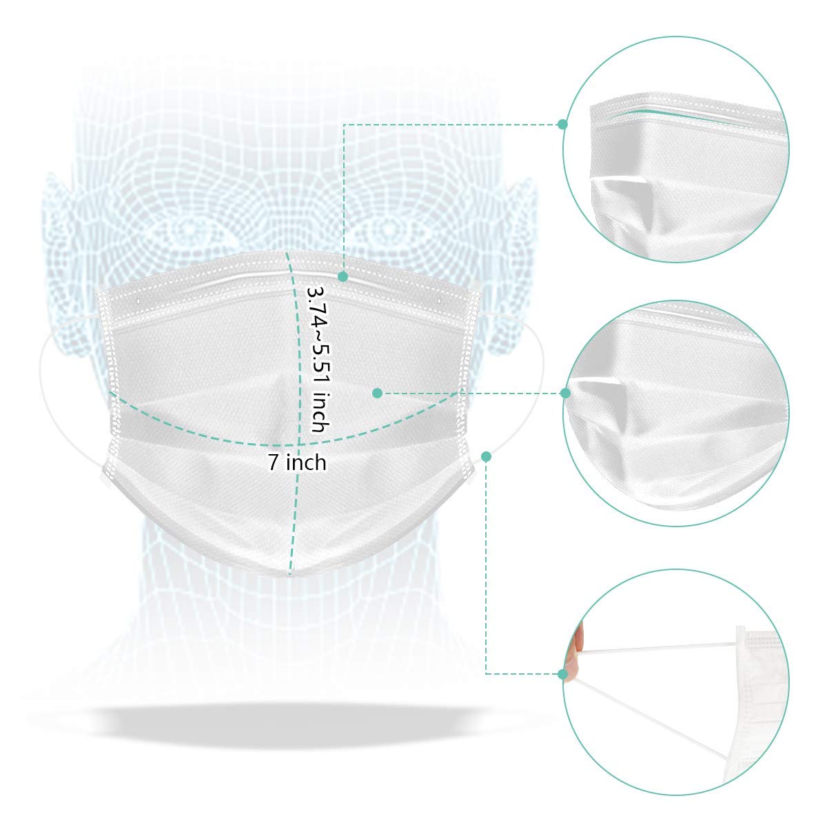 S&J 3 ply Disposable Surgical Face Mask Respirator ASTM F2100 Type2iir Mascarillas White Color Medical Mask