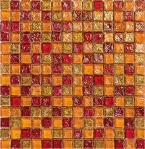 Wholesale Orange color water waving glass mosaic tile for small place decoration from china suppliers