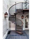 Used Metal External Outdoor Spiral Staircases Solid Wood / Laminated Tempered