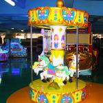 Coin Operated Merry Go Round Kiddie Rides 3 Seats Mini Carousel For Kindergarten