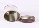 Brown Metal Tea Tins With Clear Top Window , Empty Round Tea Packaging