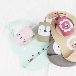 Wholesale Waterproof And Easy To Clean Silicone Baby Bib for 0-4 Years Old printed animal pattern silicone feeding bib from china suppliers