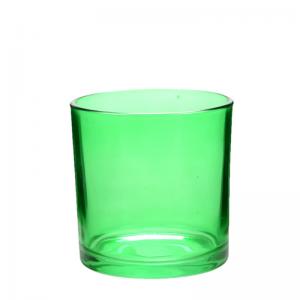 China OEM Green Colored Glass Candle Containers For Making Candles Smooth Surfaces on sale