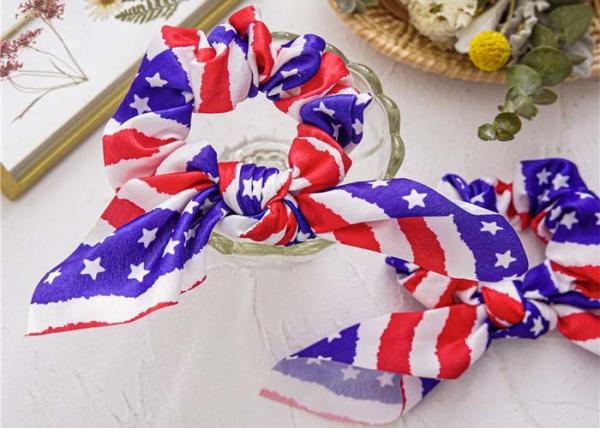 USA national Flag printed large scrunchies Europe American lady hair ribbons