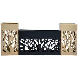 Wholesale Outdoor tall metal planter with stand yellow and black flower pot from china suppliers