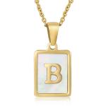 Simple 15*12MM Stainless Steel 3D Shell Letter Necklace Women'S Titanium Steel
