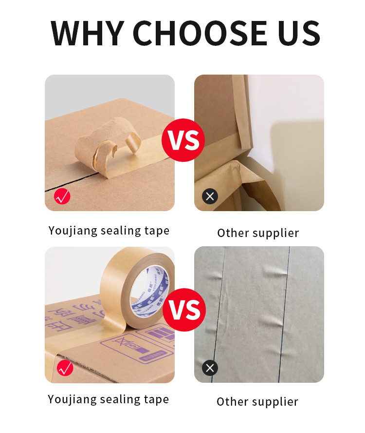 Customized Self Adhesive Custom Printed Waterproof Splicing Box Sealing Packing Adhesive Tape Kraft Paper Tape