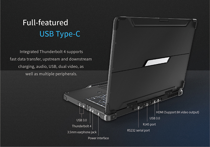 13 Inch Rugged Laptop with Waterproof Design Backlit Keyboard and Fingerprint Recognition