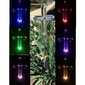 Wholesale Color Changing Waterproof 7.5&quot; Solar Cross Garden Stake from china suppliers