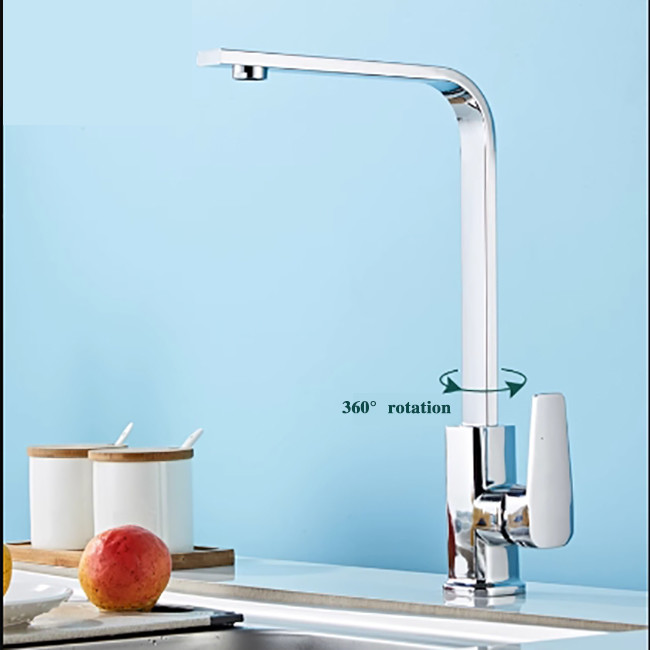 360° Rotation Kitchen Faucet Hot And Cold Water Wash Basin Sink Anti Splash 2 In 1 Square