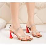 5569-3 Sexy Open-Toed High Heels Are Thin Rhinestone Cross Strap Sandals Thick