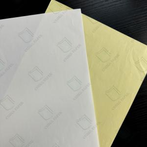 Wholesale 80G Self-adhesive Paper In White Semi-gloss Art Paper With Yellow Glassine Backing from china suppliers