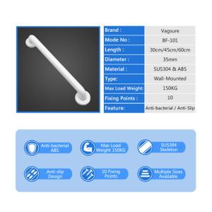 Wholesale Anti Slip ABS Bathroom Safety Handles , Wall Mounted White Bathroom Grab Bars from china suppliers
