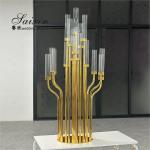 Luxury Wedding Decor Supplies Gold 17 Arms Candelabra Candle Holder Tall Crystal