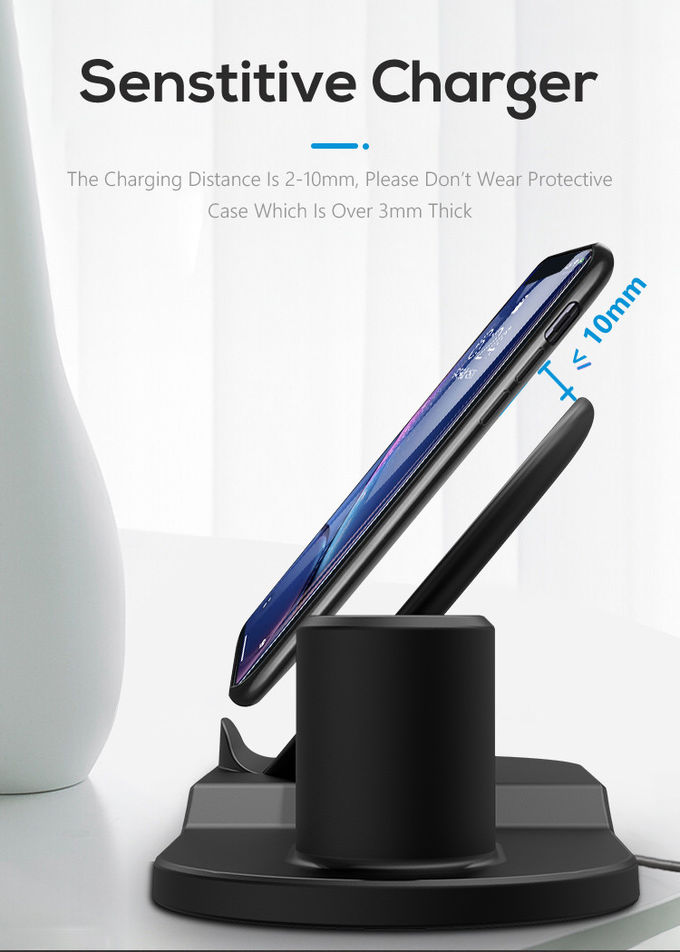 Stand 9V 1.67A 10mm 3 In 1 QI Wireless Charger