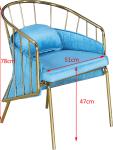 Velvet Cushion Good Texture 51cm Wrought Iron Dining Chair