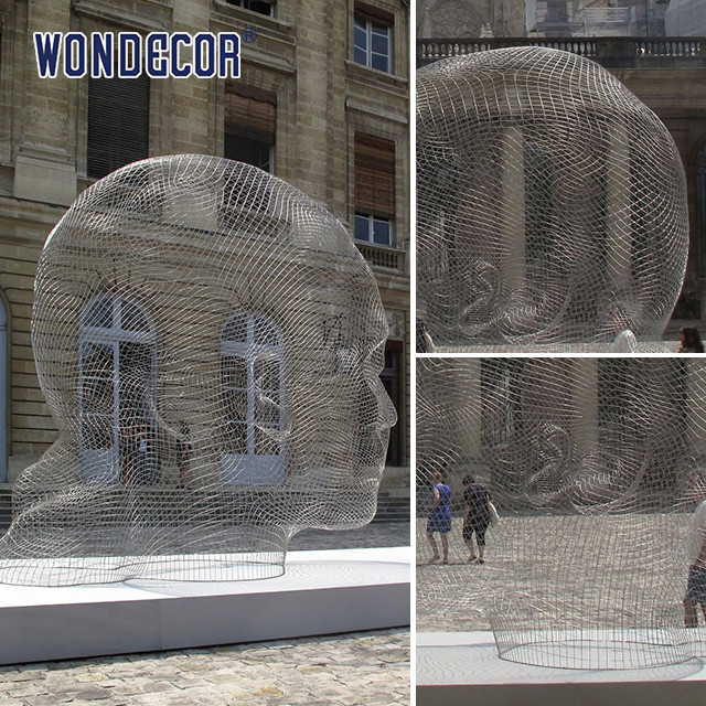 Outdoor metal art abstract hollow wire mesh human head stainless steel sculpture