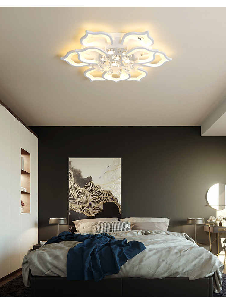 Modern Creative crystal Ceiling Lights Minimalist Recessed Lamp Bedroom Petal Ceiling Lamp(WH-MA-248)