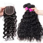 10A Grade 24 Inch Virgin Human Hair Extensions Natural Wave Black Color