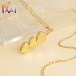 Women Engraved Plating SS304 Heart Shaped Pendant Necklace With 45cm Chain