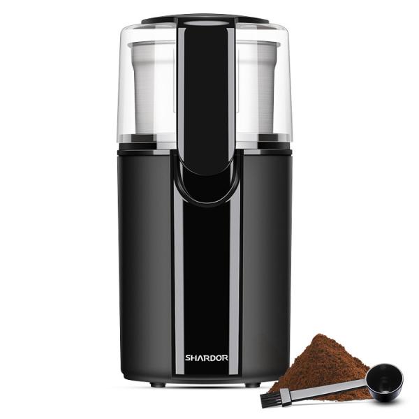 Black Powerful Motor Custom Coffee Grinder Stainless Steel Blades Beans Nuts