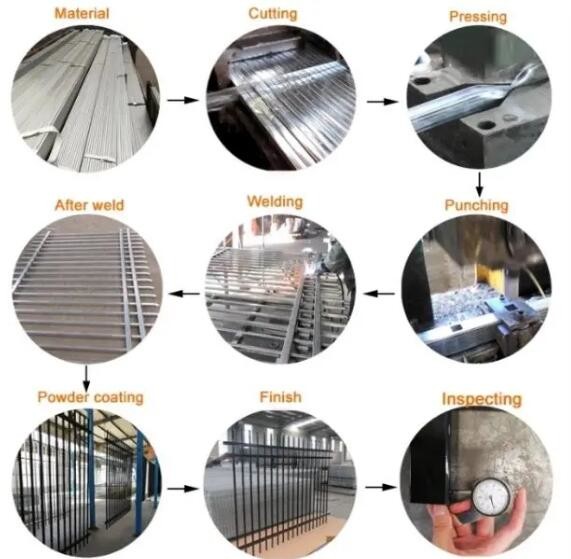 8FT Width Black Ornamental Iron Fence Wrought Iron Fence Panels Wholesale