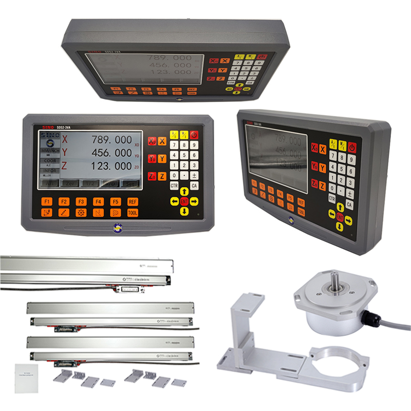 DRO System SINO SDS2-3VA 3-Axis Digital Readout With Linear Encoder Scales For Lathe And Milling Machines