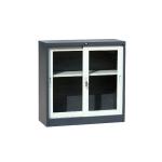 Glass Sliding Door Steel Office Cabinet With Cyber Lock