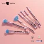 7 Piece Glitter Inside Plastic Handle Makeup Brush Set Synthetic Hair Cosmetic