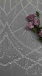 Pearls And Tulle Mesh Fabric Embroidery Fabric For Evening Dress Garment Brands