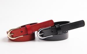 Wholesale Durable Womens Genuine Leather Belt Embossing Silver Point Pin Buckle Wide 0.8 Inch (2.0cm) from china suppliers