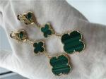 Van Cleef Arpels 18K Gold Jewelry Women's Flower Shape Green Earrings