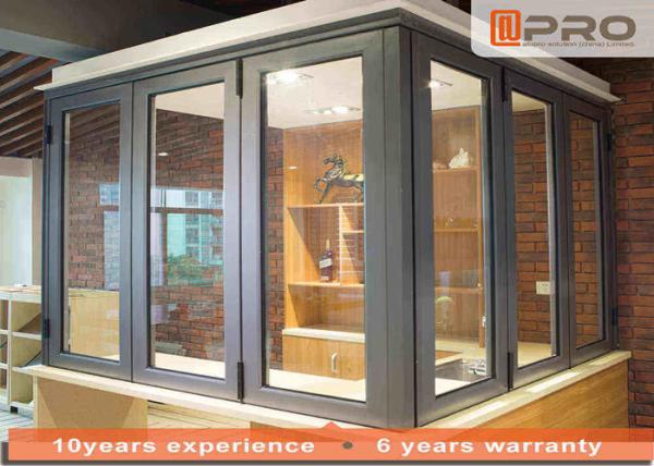 Aluminum Frame Bifold Glass Windows Color Optional For Kitchen And Bar folding