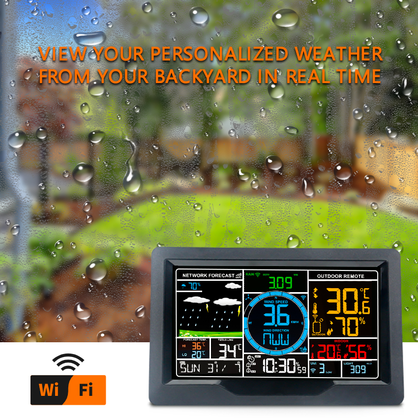 205*130*32mm Wireless Automatic Weather Station With Sensor And Rain Gauge Humidity Range 20-95% 1.8KG Weight