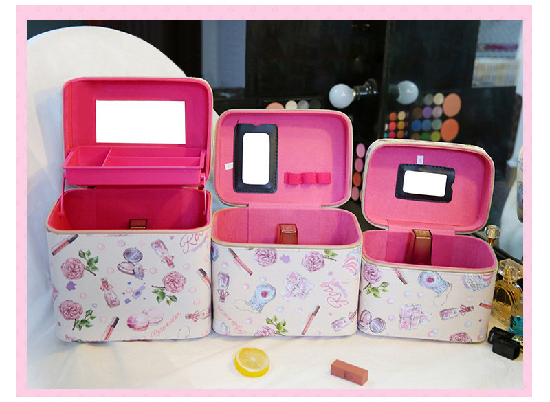 Girls Perfume PU Leather Cosmetic Makeup Bag Case