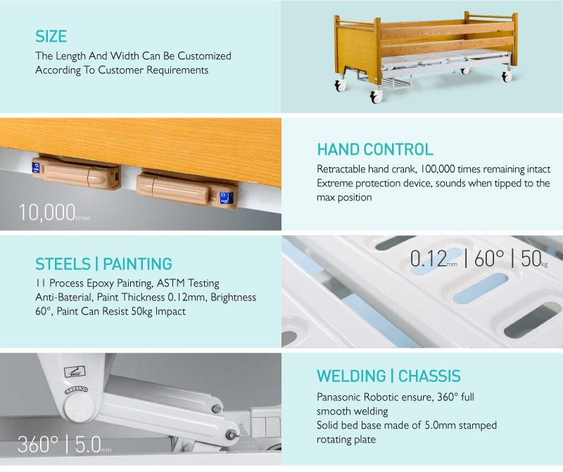 Hospital Manual Nursing Bed For Home Care Use