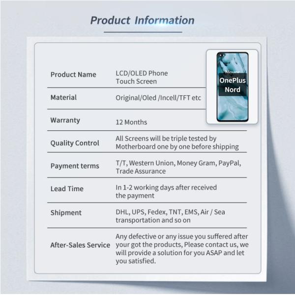 Mobile Phone Lcd Tousch Screen For One Plus Screen Replacement Phone Lcd Display For One Plus Nord Lcd