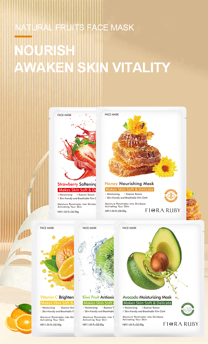 Fruit Natural Vitamin C Face Beauty Masks Skin Care Sheet Facial Skin Care Mask Face Sheet Mask