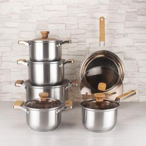 Wholesale Amazon Multifunctional Kitchen Cookware Silver Cooking Pot Set Stainless Steel Pot Sets With Lid from china suppliers