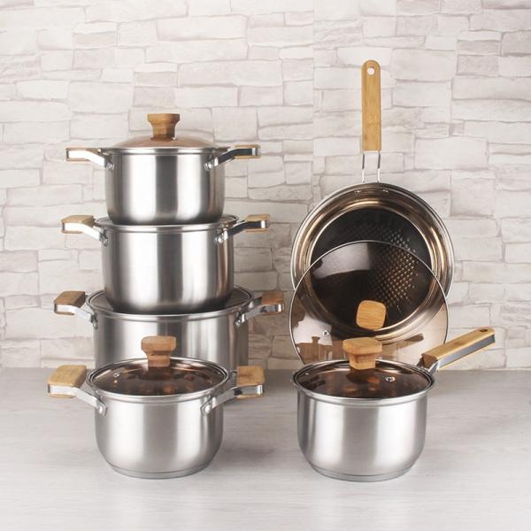 Amazon Multifunctional Kitchen Cookware Silver Cooking Pot Set Stainless Steel